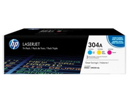 HP TONER LASER TRICOLOR 304A PACK 3