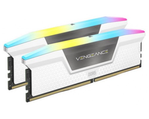 MEMORIA CORSAIR DDR5 64GB 2X32GB PC6000 VENGEANCE RGB BLANCA CMH64GX5M2B6000Z30W (Espera 4 dias)