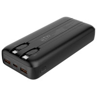 COOLBOX POWERBANK DP10 10000MAH LCD+CABLES INTEGRADOS USB-C+LIGHTING NEGRO CARGA RAPIDA