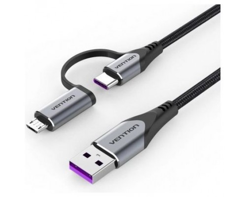 CABLE USB 2.0/M USB-C/M MICROUSB/M 1 M NEGRO VENTION (Espera 4 dias)