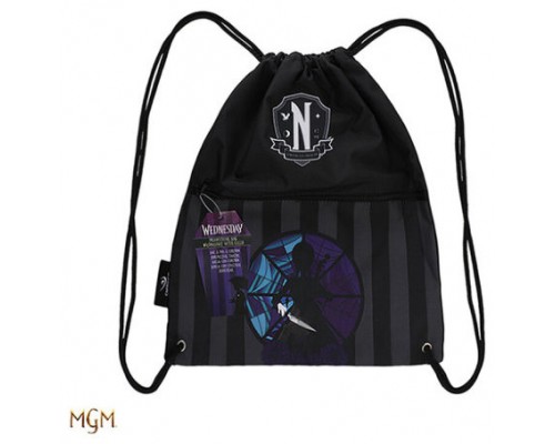 MOCHILA SACO WEDNESDAY CON CELLO 34X34,5 CM CINEREPLICAS CR2479 (Espera 4 dias)