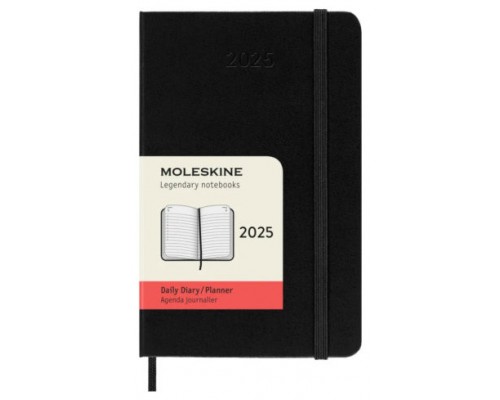 AGENDA 2025 TAPA DURA 12 MESES DIARIA P (9 x 14 CM) NEGRA MOLESKINE DHB12DC2Y25 (Espera 4 dias)