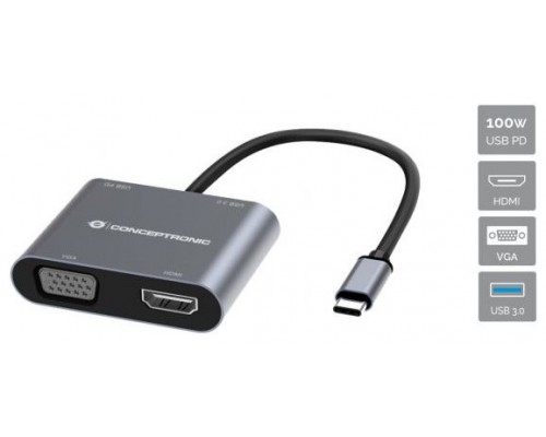 Docking Usb-c Conceptronic Donn016 1xhdmi 4k 1xvga