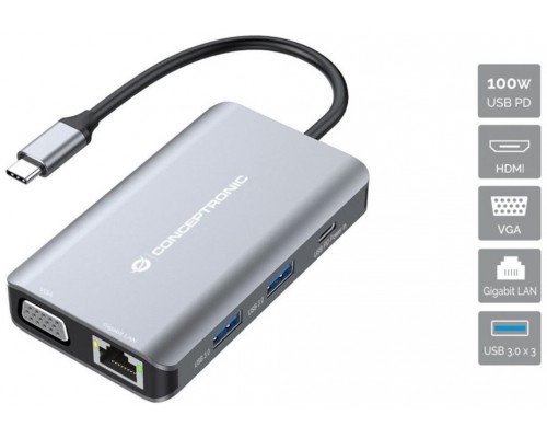 Docking Usb-c Conceptronic Donn21g Hdmi Vga Usb 3.0