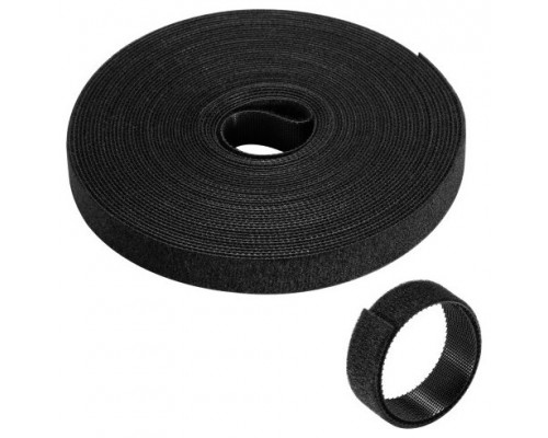 EWENT ROLLO DE BRIDA NYLON HOOP -LOOP REUTILIZABLE TIPO VELCRO 15MM X 10M, 97-15MM, NEGRO (Espera 4 dias)