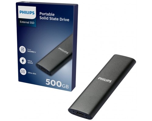 Disco M.2 Externo Philips 500gb Usb-c/usb3.0 540mb