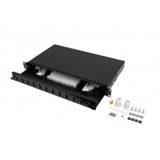 PATCH PANEL LANBERG 1U 19" FIBRA OPTICA 12 PTS SC DUPLEX O 12 LC QUAD BK+ACC