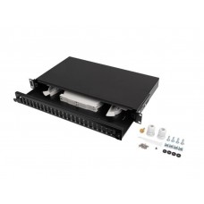 PATCH PANEL LANBERG 1U 19" FIBRA OPTICA 24 PTS SC DUPLEX O 24 LC QUAD BK+ACC