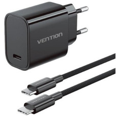 CARGADOR PARED 30W USB-C + CABLE USB-C NEGRO VENTION (Espera 4 dias)
