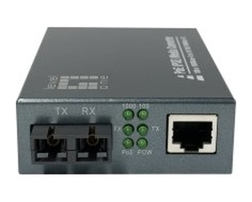 CONVERSOR DE MEDIOS GIGABIT LEVELONE  RJ45 A SC, PoE