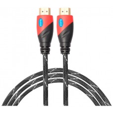 Cable HDMI Mallado v.1.4 M/M 30AWG Rojo/Negro 2.5m BIWOND (Espera 2 dias)