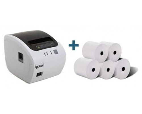 iggual Kit impresora térmica TP7001W + 5 rollos