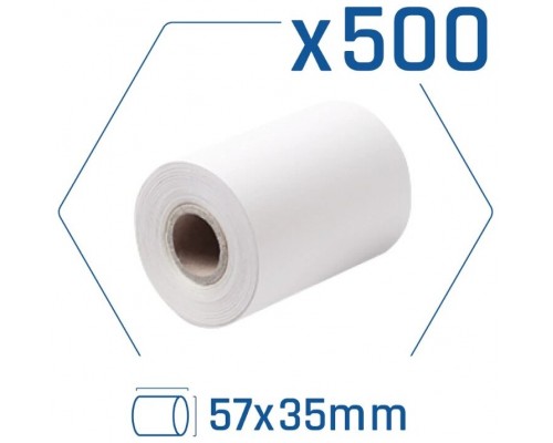 Pack 500 rollos papel térmico datáfono 57x35 mm