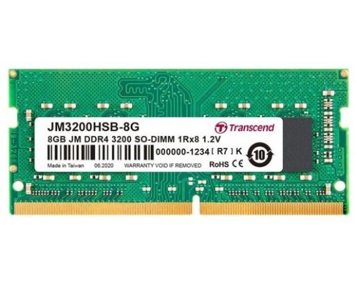 Sodimm 8gb 3200mhz Ddr4 Transcend 1.2v Cl22 1rx8