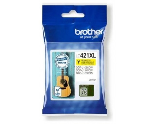 BROTHER Cartucho de tinta amarillo de larga duracion LC421XLY para DCP-J1050DW / DCP-J1140DW / MFC-J