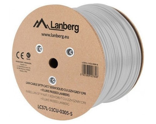 BOBINA CABLE RED LANBERG SFTP RJ45 CAT.7 SOLIDO CU AWG23 LSZH CPR 305M GRIS FLU