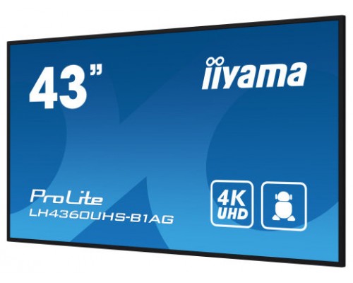 iiyama PROLITE Pizarra de caballete digital 108 cm (42.5") LED Wifi 500 cd / m² 4K Ultra HD Negro Procesador incorporado Android 11 24/7 (Espera 4 dias)