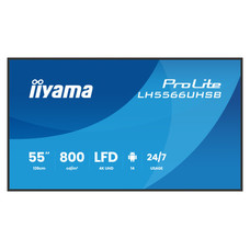 MONITOR IIYAMA 55" , UHD IPS PANEL, HAZE 1%, 800CD/M, HORIZ Y VERT, SIGNAL FAILOVER, MM 2X 10W,  HDMI 2X, DP, USB 2.0 X2, WIFI, LAN, WALL MOUNT INCL, CONTROL LAN / RS232C, IISIGNAGE2  E-SHARE, ANDROID 11 OS,  24/7,(400X400)(LH5566UHSB-B1AG) (Espera 4