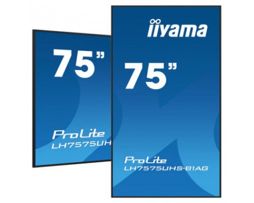 MONITOR IIYAMA 75" (LH7575UHS-B1AG) 3840X2160 / 4K UHD / 24/7 / 500 CD/M / 8MS / DP / 3XHDMI / MICRO SD SLOT /  E-SHARE /IISIGNAGE 2  / RJ45 / SDM SLOT PC / ANDROID 11.0 (Espera 4 dias)