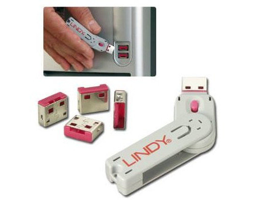 Lindy 40454 bloqueador de puerto Bloqueador de puerto + clave USB tipo A Blanco Acrilonitrilo butadieno estireno (ABS) 5 pieza(s) (Espera 4 dias)