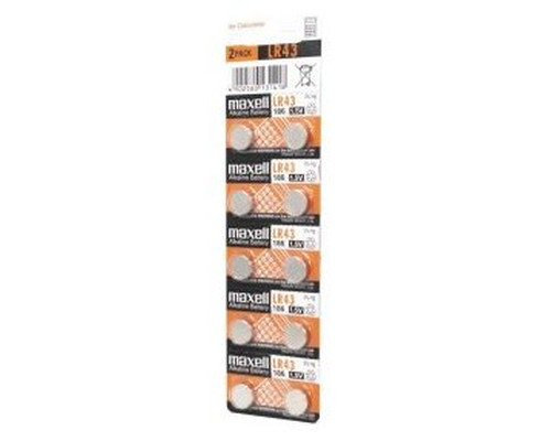PILAS LR43 MAXELL LR0043-B10 1.5V BLISTER 10 UNIDADES