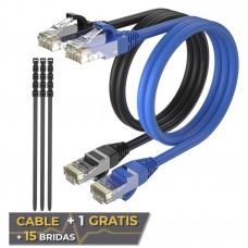 Cable + 1 GRATIS Ethernet CAT6 RJ45 24AWG 2m + 15 Bridas Max Connection (Espera 2 dias)