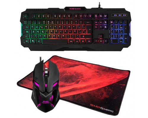 TECLADO+RATON+ALFOMBRILLA MARS GAMING MCP118 GAMING COMBO RGB (Espera 4 dias)