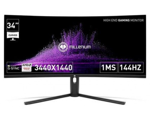 MONITOR GAM MILLENIUM 34" CURVO FHD,IPS, 144hz,3440x1440,1ms,HDMI,Display Port,21:9, BLACK (Espera 4 dias)