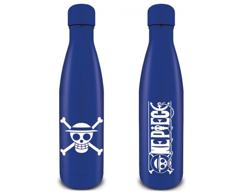 BOTELLA METÁLICA LOGO ONE PIECE & EMBLEMA PIRATAS SOMBRERO DE PAJA AZUL 540 ML PYRAMID MDB25506 (Espera 4 dias)