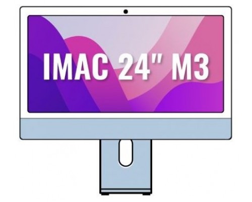 iMAC APPLE 24"" RETINA 4.5K M3 8CORE+GPU 10CORE 256GB BLUE MQRQ3Y/A (Espera 4 dias)