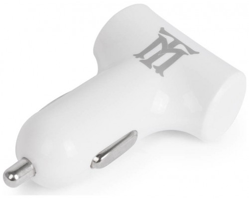 CARGADOR USB MAILLON COCHE PREMIUM 4,8A BLANCO 2 CONECTORES