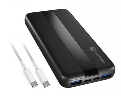POWERBANK NATEC TREVI SLIM QV2 10000MAH 2XUSB-A 18W + 1XUSB-C 20W + CABLE USB-C