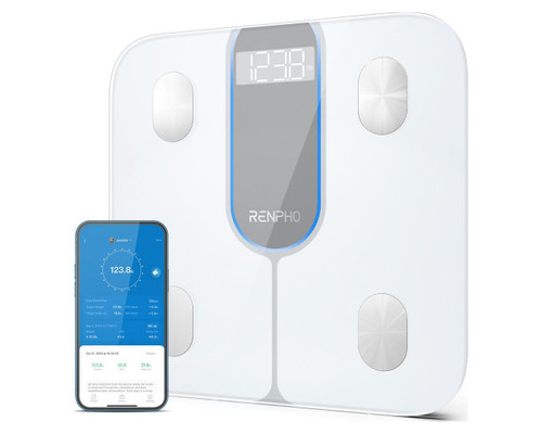 RENPHO ELIS 1C - SMART BODY SCALE - BLE - 3AAA - 11X11X1INCH / 28X28X2.5CM &ndash; WHITE PT (Espera 4 dias)