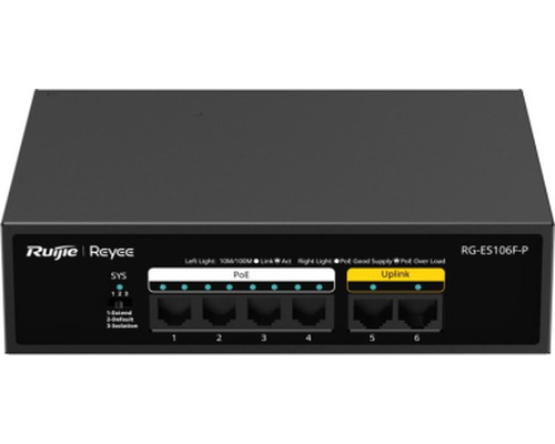 SWITCH RUIJIE UNMANAGED 8 PUERTOS GIGABIT POE 1 SFP BLACK