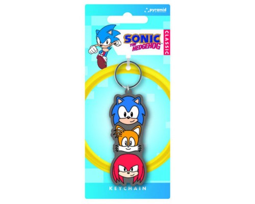 LLAVERO TRÍO APILADO SONIC, TAILS KNUCKLES 6 CM PYRAMID REDSTRING RK39440C (Espera 4 dias)