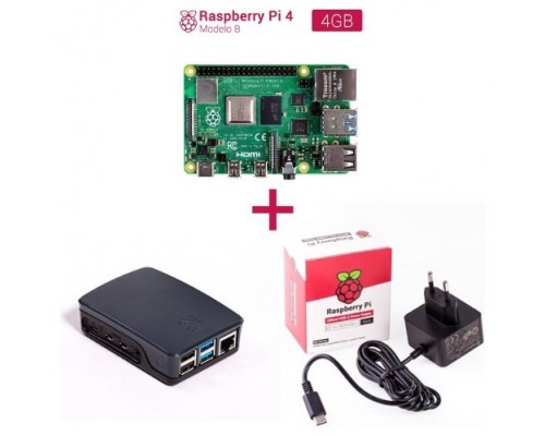 Kit Raspberry Pi 4 2GB + Caja negra - Alimentacion