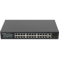 SWITCH LANBERG 24 PTOS 100MB POE+/2X COMBO GIGABIT ETHERNET 250W RACK 19"