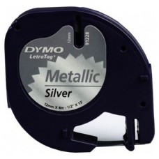 DYMO Cinta metalizada 12mmx4mt -Negro/plata para letratag