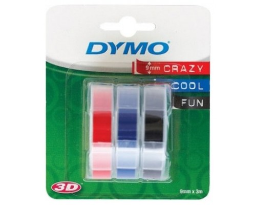 DYMO Cinta RELIEVE 9mm X 3mt para rotuladora Omega/junior color Azul/Negro/Rojo blister 3 unidades