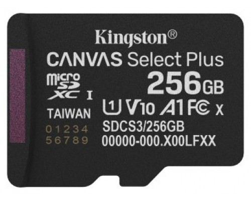 Kingston Technology 256GB micSDXC Canvas Select Plus Gen3 150R A1 (Adaptador de SD no incluido) (Espera 4 dias)