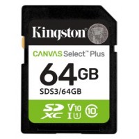 Kingston Technology 64 GB SDXC Canvas Select Plus Gen3 100 MB/s C10 UHS-I U1 V10 (Espera 4 dias)