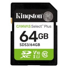 Kingston Technology 64 GB SDXC Canvas Select Plus Gen3 100 MB/s C10 UHS-I U1 V10 (Espera 4 dias)