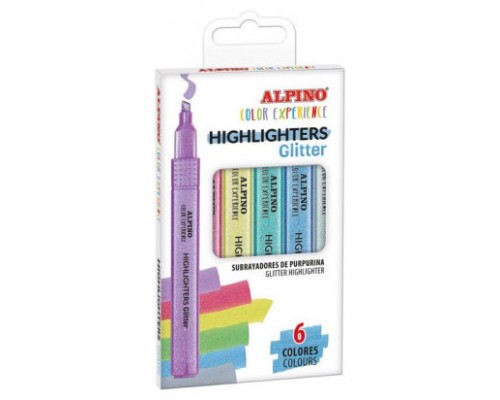 ESTUCHE 6 SUBRAYADORES GLITTER COLOR EXPERIENCE ALPINO SU000006 (Espera 4 dias)