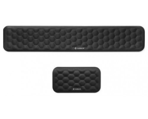 SUBBLIM Pack ERGO AIRPADDING Negro, Reposamuñecas Teclado + Ratón, Espuma viscoelástica 65 D, Tejido AirMesh transpirable, Base antideslizante, Diseño ergonómico para oficina y gaming (Espera 4 dias)