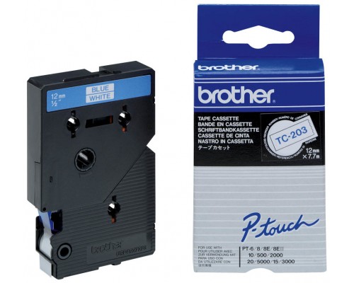 BROTHER Cinta laminada blanco/azul 12mm