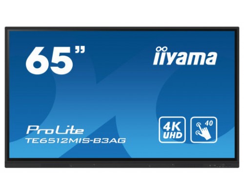 iiyama TE6512MIS-B3AG pantalla de señalización Diseño de quiosco 165,1 cm (65") LCD Wifi 400 cd / m² 4K Ultra HD Negro Pantalla táctil Procesador incorporado Android 11 24/7 (Espera 4 dias)