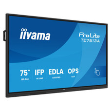IIYAMA TACTIL 75" (EDLA), ANDROID 14 / 8C SOC, 6/128GB, 40P 3840X2160, UHD IPS , NFC, MM 2X 20W+20W SWF, 2X HDMI, USB-C, DP, 2X USB-C,450CD/M2, LANDSC. MODE, MPLAY USB ,LAN, WIFI6, BT5.0, RS232C, OPS, VESA 800X400 WM INCL (TE7513A-B3AG) (Espera 4 dia