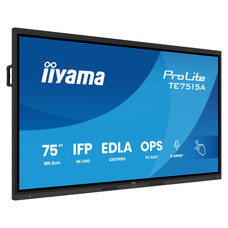 IIYAMA 75" STYLISH IFP,  (EDLA)/ANDROID 14,8 CORE SOC, 8/128GB, 40-PTS, UHD VA, NFC, PIR , MM 2X20W +20W SBUW, 8-ARRAY MICRO, 2XHDMI, HDMI-OUT, DP, USB-C100W PD/ MINI-JACK / OPT.OUT, 550CD/M2, L/S MODE, AG GLASS, LAN, WIFI6, BT5.0/IIWARE, PC SLOT,800