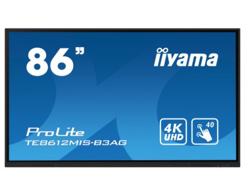 iiyama TE8612MIS-B3AG pantalla de señalización Diseño de quiosco 2,18 m (86") LCD Wifi 400 cd / m² 4K Ultra HD Negro Pantalla táctil Procesador incorporado Android 11 24/7 (Espera 4 dias)