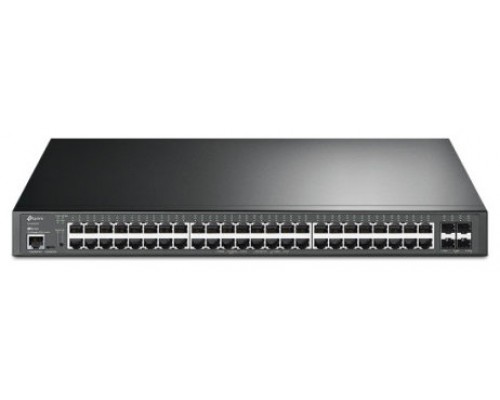 TP-LINK Switch administrado JetStream? de 48 puertos Gigabit y 4 puertos 10GE SFP+ L2+ con PoE+ de 48 puertos PUERTO: 48 × puertos Gigabit PoE +, 4 ×